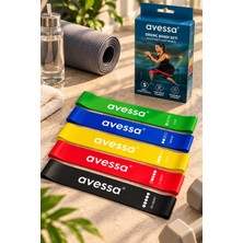 Muon Sports 5li Latex Aerobik Direnç Lastiği - Pilates Fizik Tedavi  Spor  Jimnastik -Egzersiz Bandı - Yağ Yakma