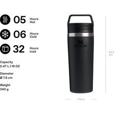 Store Café-To-Go Termos Bardak 0.47 Litre - Siyah 2.0 | Paslanmaz Çelik