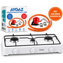 Femaş Üç Gözü Gazlı Tüplü Set Üstü Ocak ve Aygaz Bağlantı Seti