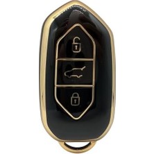 Karok Ticaret Autohan Keys Togg T10X T10F Akıllı Anahtar Kılıfı, 3 Tuşlu, Koruma, Siyah-Altın