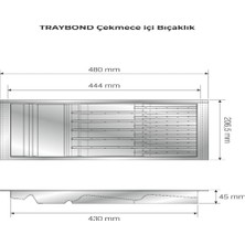 Store Mutfak Çekmece Içi Antresit Modüler Bıçaklık 20,5cm x 48CM (Boydan 4cm Kesilebilir)