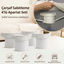 Store 4'lü Çarşaf Sabitleyici Kaydırmaz Aparat, Dört Köşeden Kilitleyen Şeffaf Akıllı Çarşaf Tutucu Sistem