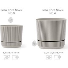 Prime Kare Saksı Seti 2,3 Litre + 4,6 Litre, Iç Mekan - Dış Mekan 2li Ekonomik Tabaklı Saksı Set Renk