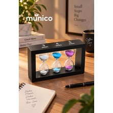 Munico 3-4-5 Dakika 3’lü Kum Saati Zamanlayıcı Seti Renkli Kumlu Masaüstü Dekoratif Süre Ölçer