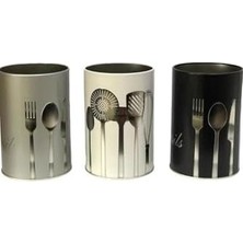 Karok Ticaret Metal Silindir Desenli Kaşıklık Servis Kepçe Kevgir Düzenleyici Toparlayıcı Gri