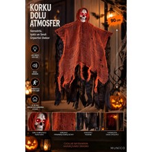 Munico 2 Adet Ses Sensörlü Iskelet Figürü 90 cm LED Kırmızı Gözlü Asılabilir Cadılar Bayramı Halloween