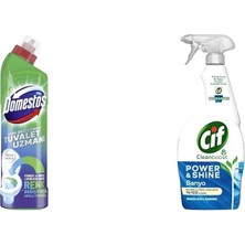 Karok Ticaret Domestos Tuvalet Temizleyici Renk Değiştiren Tuvalet Uzmanı Kireç Çözücü 750 ml 1 Adet(1) Cif Power Cleanboost Sprey Temizleyici Banyo Için Temizleyici ve Kireç Çözücü 750 Ml(3)