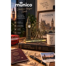 Munico Big Ben Saat Kulesi ve London Eye Dekoratif Biblo Saat Vintage Londra Temalı Masa Üstü Aksesuar