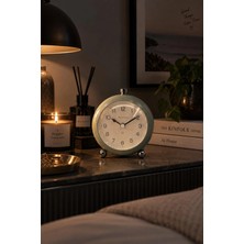 Munico Minimal Retro Masa Saati Yuvarlak Analog Kadranlı Pastel Yeşil Komodin Çalışma Masası Saati