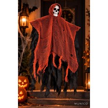 Munico 2 Adet Cadılar Bayramı Korku Süsü 90 cm LED Işıklı Gözlü Ses Sensörlü Iskelet Figürü Halloween