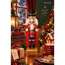 Munico 4 Adet Büyük Dekoratif Fındıkkıran Asker Figürü Davullu Kırmızı Yılbaşı Biblosu Noel ve Yeni Yıl