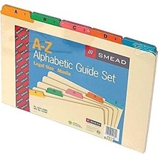 52180 Geri Dönüşümlü Üst Sekme Dosya Kılavuzları, Alfa, 1/5 Tab, Manila/renkli, Yasal (25'li Set)