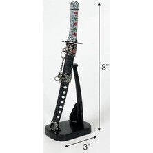 Dekoratif Mini Katana Samurai Zarf Açacağı, Stili Masaüstü Süs Kılıcı, Kaideli Koleksiyonluk Ofis Aksesuarı, Metal Görünümlü Mini Kılıç, & Oyun Temalı Şık Hediyelik Obje (20 Cm)