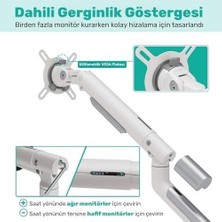 Npo STD49024W Elysium 17"-32" Çift Monitör Kolu, Ultra Ince Alüminyum Amortisörlü Stand, 2X9KG Vesa Tutucu, Beyaz