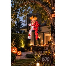 Munico LED Işıklı Gözlü Kafesli Korkunç Palyaço Joker Süsü Ses Sensörlü Hareketli Halloween Dekor