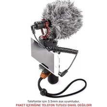 Karok Ticaret Telefon Fotoğraf Makinesi ve Kamera Uyumlu Video Mikrofonu Iç ve Dış Mekan Kullanıma Uygun Youtuber Twich ve Yayıncı Mikrofon Sokak Ropörtajları Için Ideal Rk-Mm1