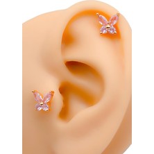 Store Taşlı Kelebek Figürlü Kıkırdak Helix Tragus PIERCING(1ADET)