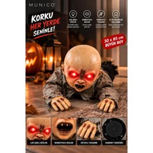 Munico Korkunç Sürünen Zombi Bebek Halloween Dekoru Kırmızı Işıklı Gözler Hareket ve Ses Efektli Büyük Boy