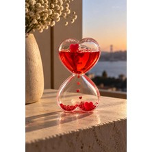 Munico Romantik Kalp Sıvı Kum Saati Hareketli Kırmızı Kalpler Sevgiliye Yıldönümü ve Doğum Günü Hediyesi