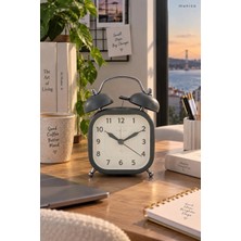 Munico Klasik Retro Masa Saati Çift Zilli Analog Çalar Saat Dekoratif Komodin Saati