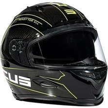 ZS-1800B Motosiklet Kaskı Kapalı Kask Gloss Carbon Am8 Fluo Yellow L