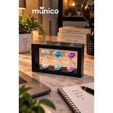 Munico Üçlü Kum Saati Zamanlayıcı Seti 3-4-5 Dakika Renkli Kumlu Masa Üstü Dekorasyon ve Süre Takip Aparatı