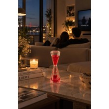 Munico Romantik Kalp Tasarımlı Sıvı Kum Saati Şeffaf Kırmızı Damla Akışlı Masa Dekoru