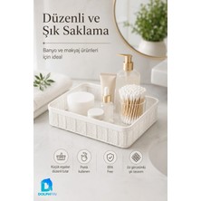 Dolphfin Jute Çok Amaçlı Sepet 2,5 L Mutfak Banyo Dolap Içi Saklama Organizeri 25X19X6,5 cm - Beyaz