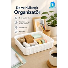 Dolphfin Jute Çok Amaçlı Sepet 5 L Mutfak Banyo Dolap Içi Saklama Düzenleyici Organizer 34X26X6,5 cm - Beyaz