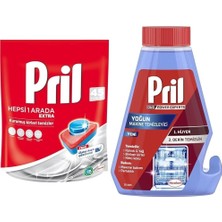 Prime Pril Hepsi Bir Arada Tablet Bulaşık Deterjanı 45 Yıkama (1 x 45 Tablet) + Pril 5 Etkili Yoğun Makina Temizleyici (1 x 250 Ml)