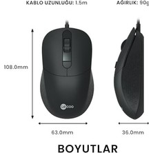Prime MS102 USB Kablolu 2400DPI 4 Tuşlu Mouse -Sessiz Pc, Mac, Dizüstü Bilgisayar Için, Windows, Linux ve Mac ile Uyumlu Sağ ve Sol Elle Kullanıma Uygun, 99GR Hafif Optik Mouse Siyah