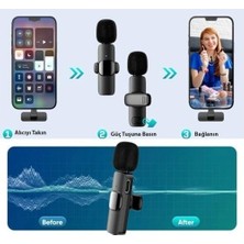 Prime K9-D Type C Lightning (Kablosuz Mikrofon) Dönüştürücülü Tak Çalıştır Telefon Tablet Ipad Tekli Yaka Mikrofonu K9-D