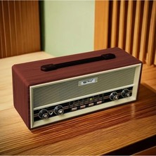Prime Midi Boy Retro Radyo Bluetooth Destekli Taşınabilir Radyo - Fm/am/sw Frekans, Usb/tf Kart Girişli, 2X8W Hoparlör, Şarjlı ve Kablolu Kullanım 35CM x 14CM PX-630BT (PX-630BT - Kahverengi)