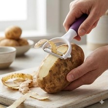 Prime Profesyonel Meyve Sebze Soyucu - Paslanmaz Çelik Tırtıklı Jülyen Bıçaklı Pratik Mutfak Gereci, Ergonomik Kaymaz Saplı Patates, Havuç ve Elma Soyacağı