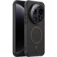Store Xiaomi Mi 17 Ultra ile Uyumlu Karbon Kaplama Telefon Kılıfı, Magsafe ile Uyumlu, 2 mm Yükseltilmiş Kamera Korumalı, Kadife Iç Yüzeyli, Darbe Emici Premium Volten Koruyucu Kılıf, Siyah