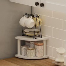 Prime Furinno Turn-N-Tube 2 Katmanlı Köşe Tezgah Düzenleyici Raf, Beyaz/beyaz