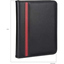 Prime 2k 5280 Ajanda Tarihsiz Kareli Deri Fermuarlı 4 Halka Mekanizmalı Hesap Makineli Organizer, Siyah, 21X27 Cm.