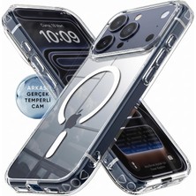 Store iPhone 17 Pro Max Için Ultra Super Şeffaf Magsafe ile Uyumlu Gerçek 9h Temperli Cam Arka Yüzey - Darbe Emici Tpu Yan Kenarlar, Kristal Berraklığında Şeffaf Kılıf (17 Pro Max)