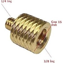 Prime 1/4 Inç, Monopod, Kamera, Mikrofon, Projektör Vidasını 3/8 Inçe Dönüştürücü Adaptör, Sarı, Pirinç