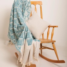 Karok Ticaret Lüks 100% Pamuk Koltuk Şalı Tv Battaniyesi, Geniş 130X170 cm Yüksek Kaliteli Pamuklu Kumaş Dekoratif Koltuk Atma Şal Battaniyeleri (Petrol Mavi)