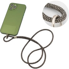 Store Cep Telefonu Boyun Askısı, Swarovski Taşlı Işıltılı Askı, Ayarlanabilir, Metal Halkalı, Hafif & Şık Askı Ipi, Suya Dayanıklı Tasarım - Antrasit