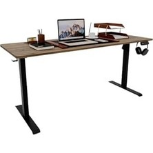Prime Şeker Ofisi - Elektrikli Yüksekliği Ayarlanabilir Ergonomik Bilgisayar & Çalışma Masası - Tek Motorlu (2 Hafızalı) (Ceviz, 120 * 60)