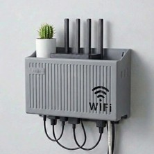 Efnaz Style Duvar Tipi Wi-Fi Modem Saklama Kutusu(Gri) – Kablo Düzenleyici Router Raf Organizer