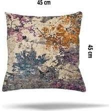 Prime Pelangi Yaprak Batik Desen Gizli Fermuarlı Yastık Kılıfı Kırlent Kılıfı Koltuk Yastık Kılıfı, Petrol Mavi 45 x 45