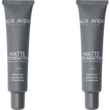 Prime Uzun Süre Kalıcı Doğal Mat Bitişli E Vitamini Içeren Mat Fondöten - Foundation 406 Light Peach (2 Paketi)