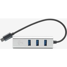 Prime Type-C To Lan ve 3x USB Alüminyum Adaptör Gümüş