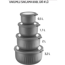 Prime Vakumlu Saklama Kabı 4'lü Gri, Gri