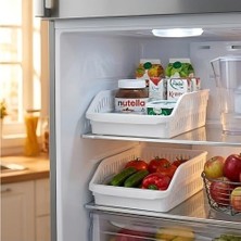 Prime Life Orgamix 2’li Geniş ve Sığ Düzenleyici Set – Buzdolabı, Dolap ve Çekmece Içi Için Kanallı, Saplı Çok Amaçlı Sepet