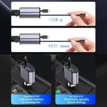 Prime Araç Çekilebilir Araç Şarj Cihazı 2 USB Bağlantı Noktası Desteği 120W Süper Hızlı Şarj Flaş Şarj 4'ü 1 Arada Çakmak, A