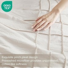 Prime Spaces Krem Kraliçe Yorgan Seti - 3 Parça Pintuck Pileli Çiftlik Evi Yatak Takımları Kraliçe, Tüm Sezon Hafif, Pamuk Benzeri Yumuşaklık Önceden Yıkanmış Mikrofiber Kraliçe Yatak Seti, Şems,